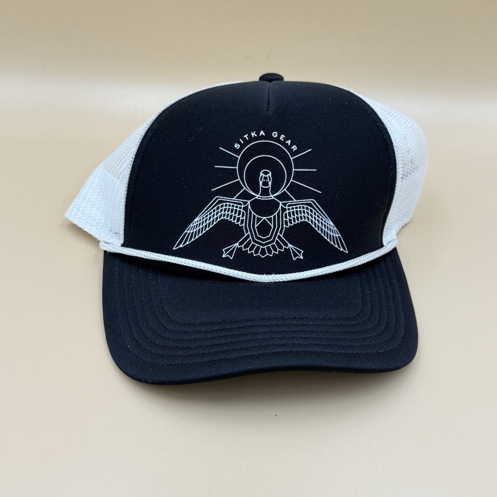 Sitka Gear Hi-Pro Trucker Hat Mens Black White Goose Graphic Snapback Cap